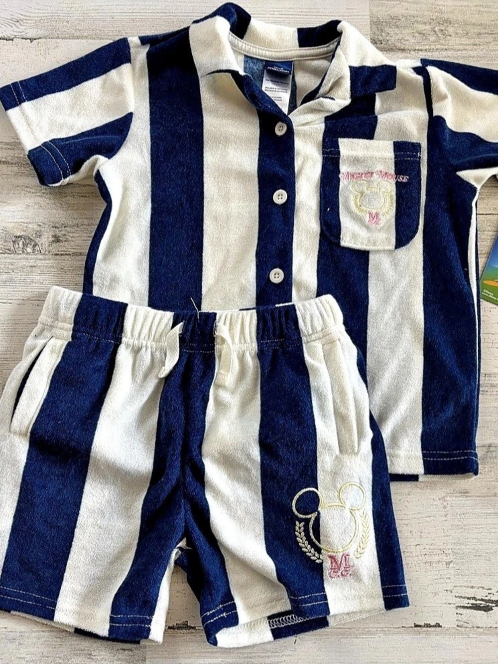 Disney Mickey Mouse Clubhouse Striped Matching Set in Blue & White Size 4T